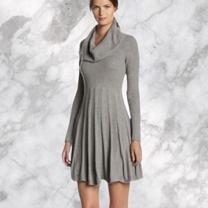 Calvin Klein Women's XLarge Shimmering Cowl-Neck Gray Sweater Dress Silver Flare